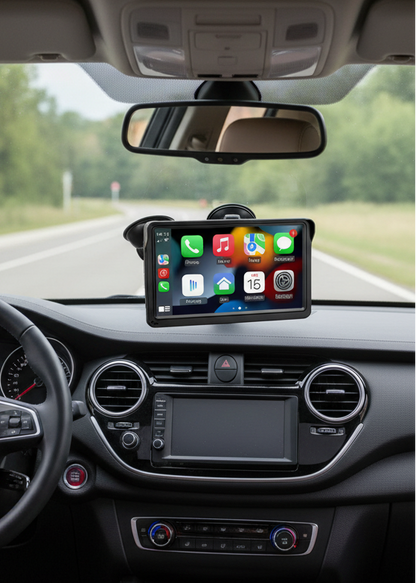 Écran Auto Portable 7” – CarPlay & Android Auto Sans Fil, Installation Facile